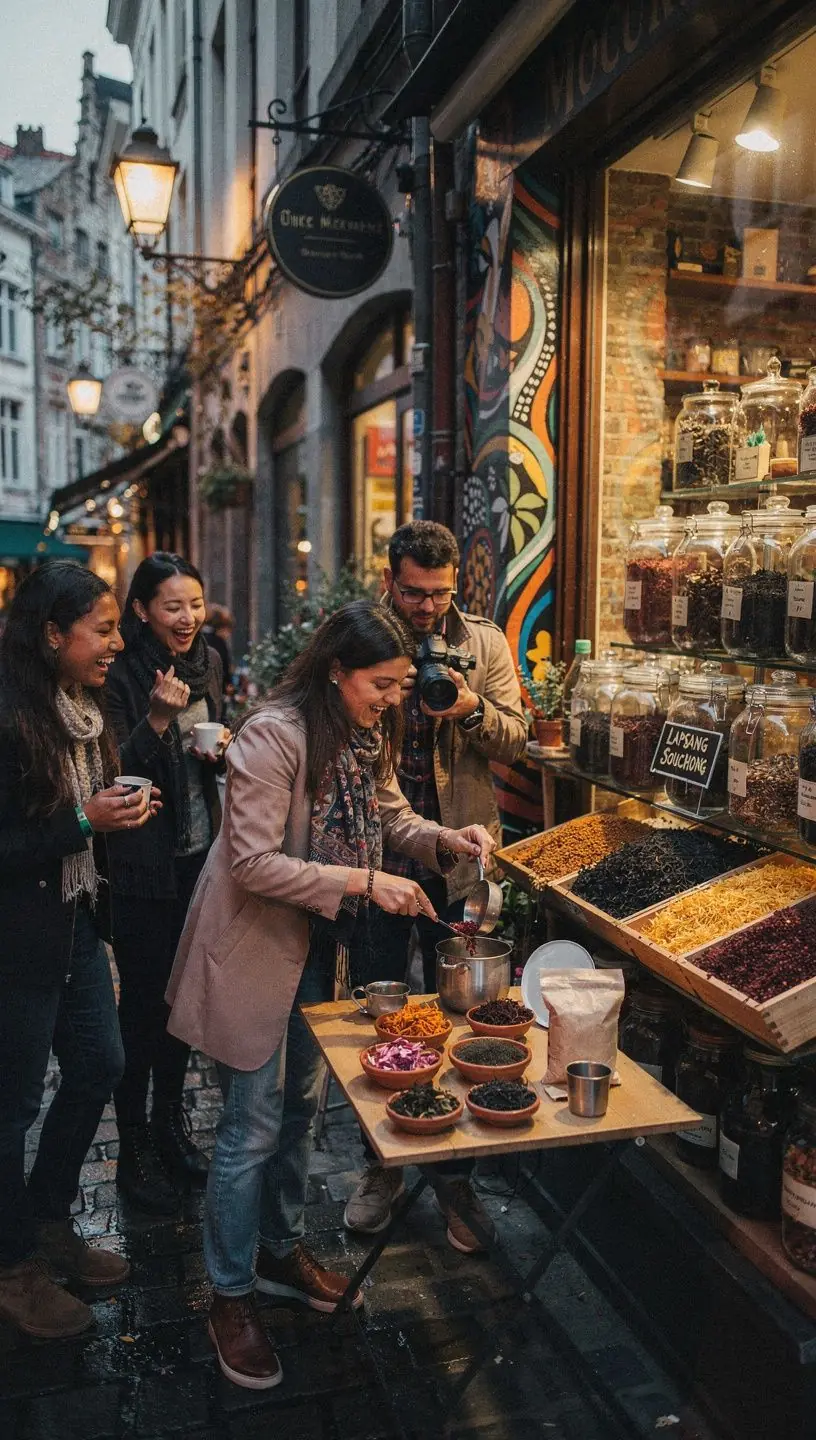 Verre de thé fumé, avec des arômes de pin se dégageant à la surface.